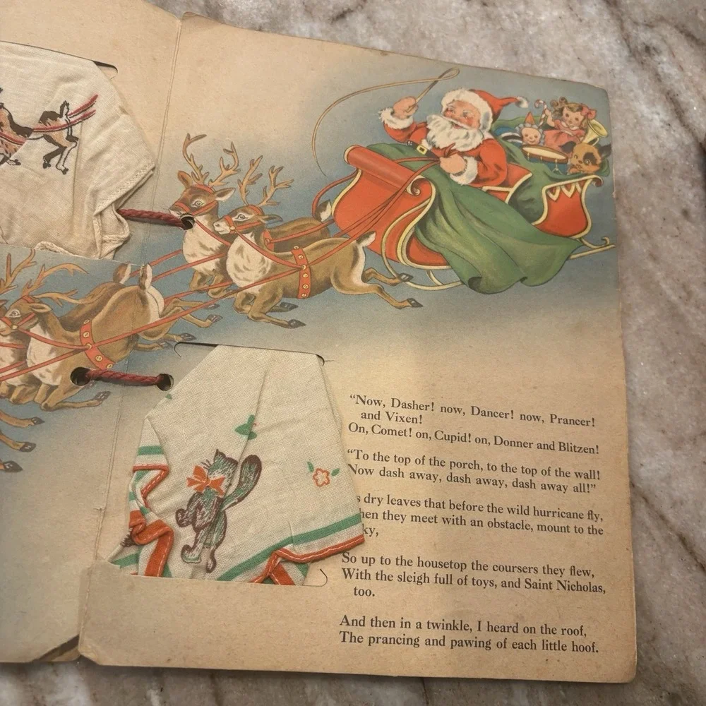 Antique Santa Claus Cover THE NIGHT BEFORE CHRISTMAS HANKIES 1941 Ephemera